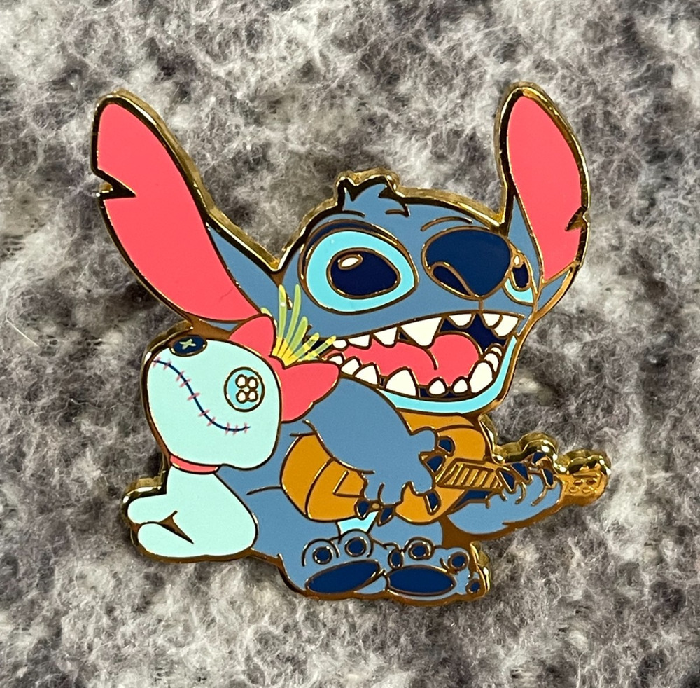Disney Lilo & Stitch Scrump And Stitch Summer Vibe Pin Playing Ukulele Loungefly